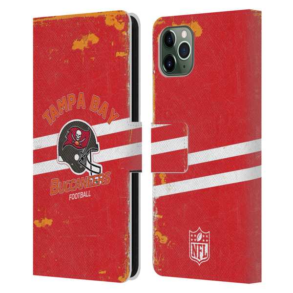 NFL Tampa Bay Buccaneers Logo Art Helmet Distressed Leather Book Wallet Case Cover For Apple iPhone 11 Pro Max
