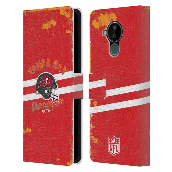 NFL Tampa Bay Buccaneers Logo Art Helmet Distressed Leather Book Wallet Case Cover For Nokia C30