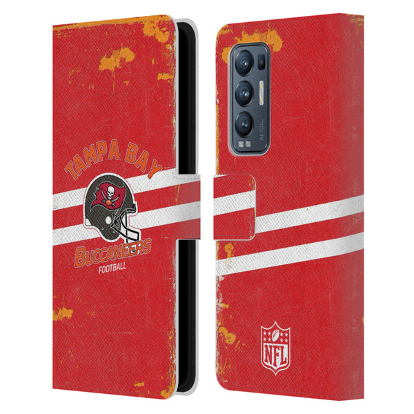 NFL Tampa Bay Buccaneers Logo Art Helmet Distressed Leather Book Wallet Case Cover For OPPO Find X3 Neo / Reno5 Pro+ 5G