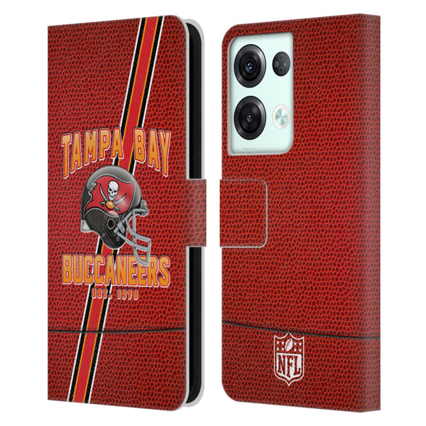 NFL Tampa Bay Buccaneers Logo Art Football Stripes Leather Book Wallet Case Cover For OPPO Reno8 Pro