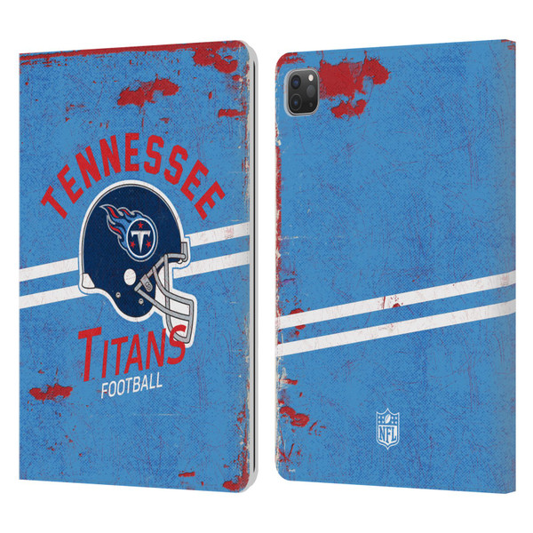 NFL Tennessee Titans Logo Art Helmet Distressed Leather Book Wallet Case Cover For Apple iPad Pro 11 2020 / 2021 / 2022
