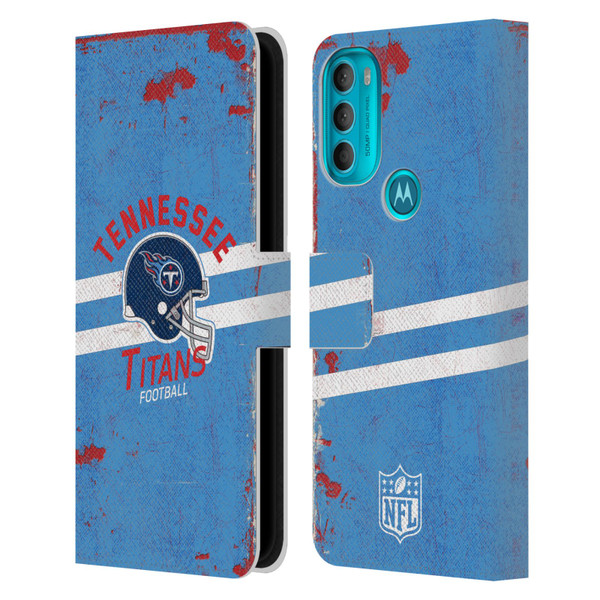 NFL Tennessee Titans Logo Art Helmet Distressed Leather Book Wallet Case Cover For Motorola Moto G71 5G