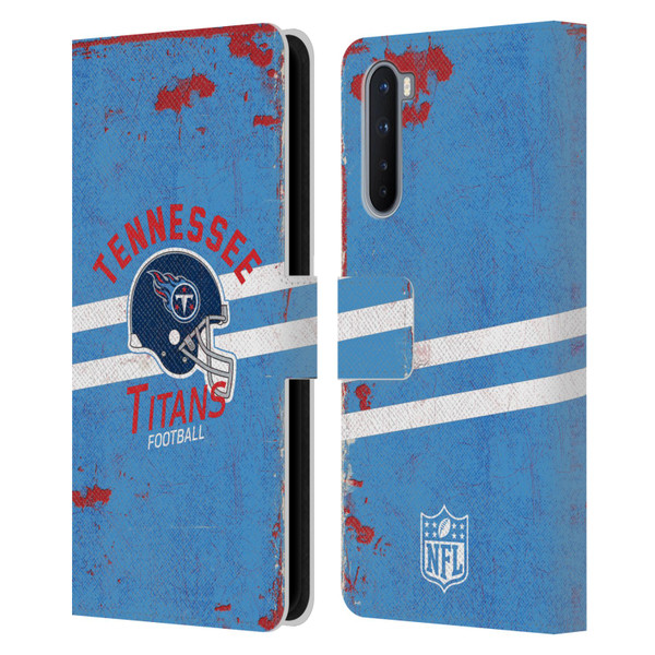 NFL Tennessee Titans Logo Art Helmet Distressed Leather Book Wallet Case Cover For OnePlus Nord 5G