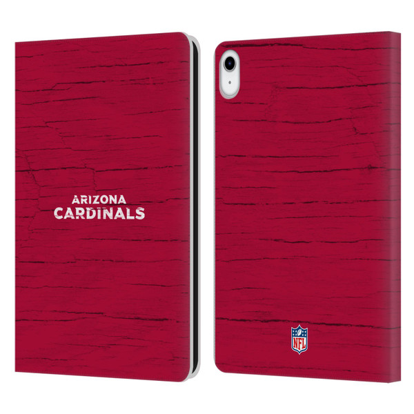 NFL Arizona Cardinals Logo Distressed Look Leather Book Wallet Case Cover For Apple iPad 10.9 (2022)