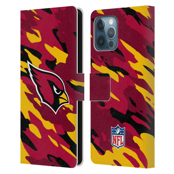 NFL Arizona Cardinals Logo Camou Leather Book Wallet Case Cover For Apple iPhone 12 Pro Max