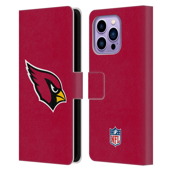 NFL Arizona Cardinals Logo Plain Leather Book Wallet Case Cover For Apple iPhone 14 Pro Max