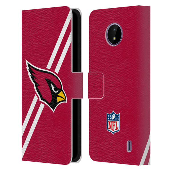 NFL Arizona Cardinals Logo Stripes Leather Book Wallet Case Cover For Nokia C10 / C20