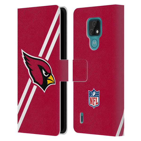 NFL Arizona Cardinals Logo Stripes Leather Book Wallet Case Cover For Motorola Moto E7