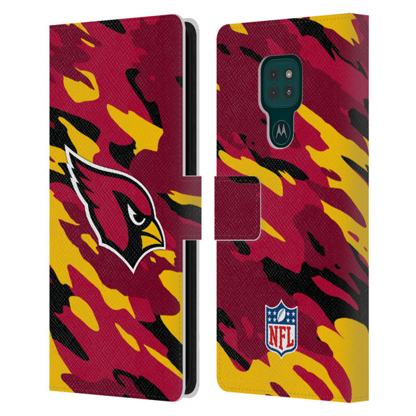 NFL Arizona Cardinals Logo Camou Leather Book Wallet Case Cover For Motorola Moto G9 Play