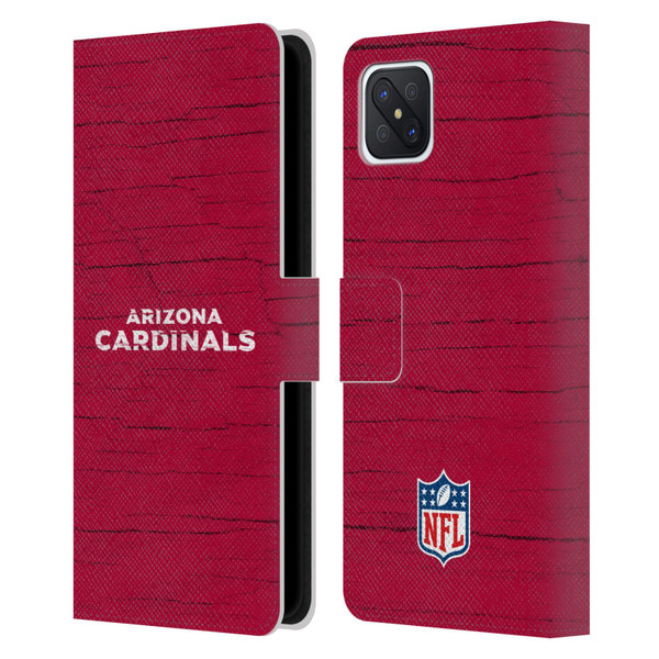NFL Arizona Cardinals Logo Distressed Look Leather Book Wallet Case Cover For OPPO Reno4 Z 5G