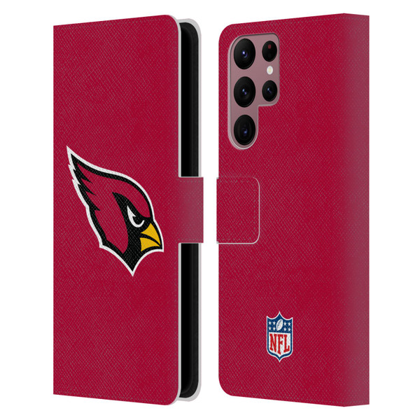 NFL Arizona Cardinals Logo Plain Leather Book Wallet Case Cover For Samsung Galaxy S22 Ultra 5G