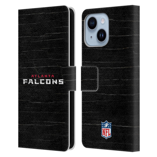 NFL Atlanta Falcons Logo Distressed Look Leather Book Wallet Case Cover For Apple iPhone 14 Plus