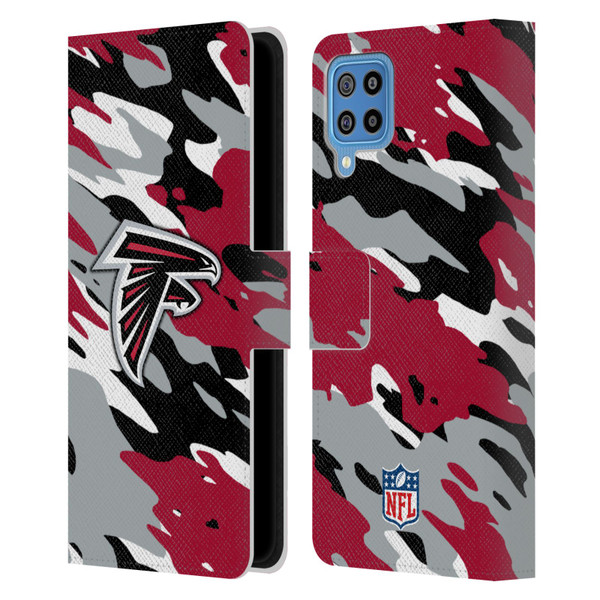 NFL Atlanta Falcons Logo Camou Leather Book Wallet Case Cover For Samsung Galaxy F22 (2021)