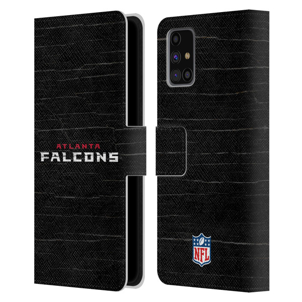 NFL Atlanta Falcons Logo Distressed Look Leather Book Wallet Case Cover For Samsung Galaxy M31s (2020)