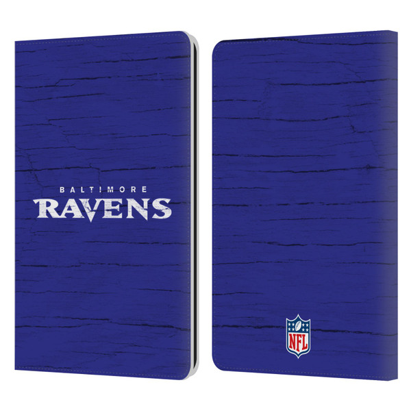 NFL Baltimore Ravens Logo Distressed Look Leather Book Wallet Case Cover For Amazon Kindle Paperwhite 1 / 2 / 3