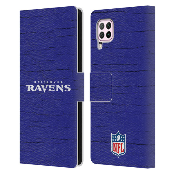 NFL Baltimore Ravens Logo Distressed Look Leather Book Wallet Case Cover For Huawei Nova 6 SE / P40 Lite
