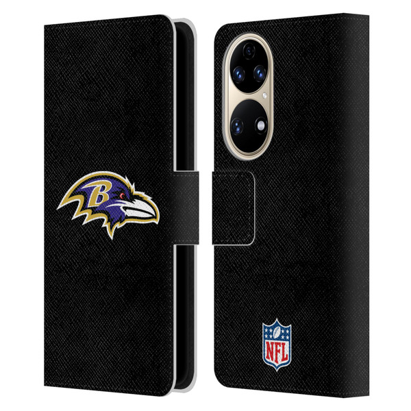 NFL Baltimore Ravens Logo Plain Leather Book Wallet Case Cover For Huawei P50