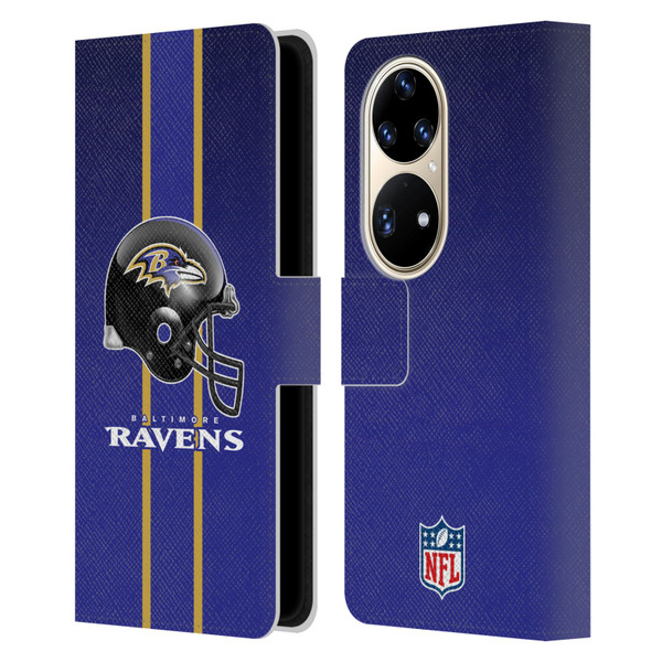 NFL Baltimore Ravens Logo Helmet Leather Book Wallet Case Cover For Huawei P50 Pro