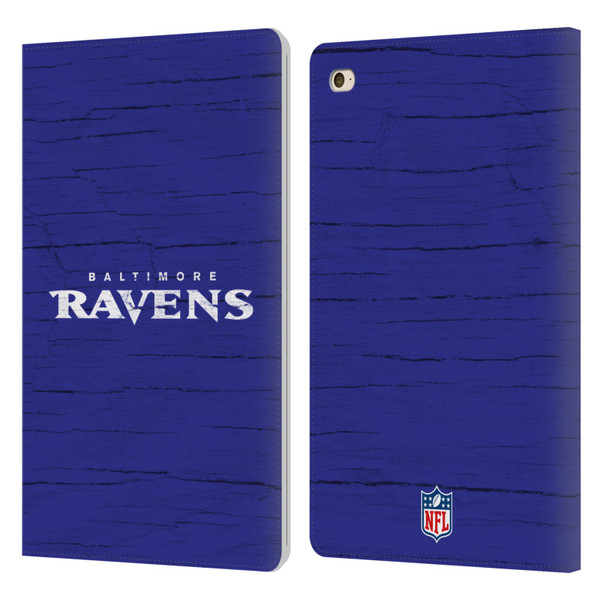 NFL Baltimore Ravens Logo Distressed Look Leather Book Wallet Case Cover For Apple iPad mini 4