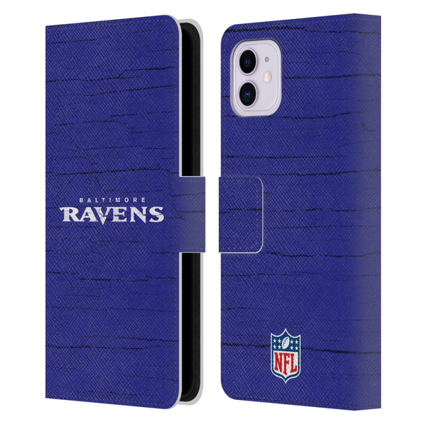 NFL Baltimore Ravens Logo Distressed Look Leather Book Wallet Case Cover For Apple iPhone 11