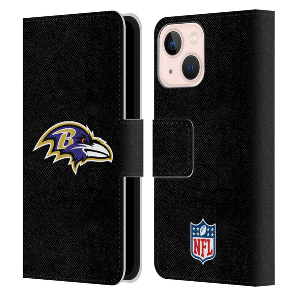 NFL Baltimore Ravens Logo Plain Leather Book Wallet Case Cover For Apple iPhone 13 Mini