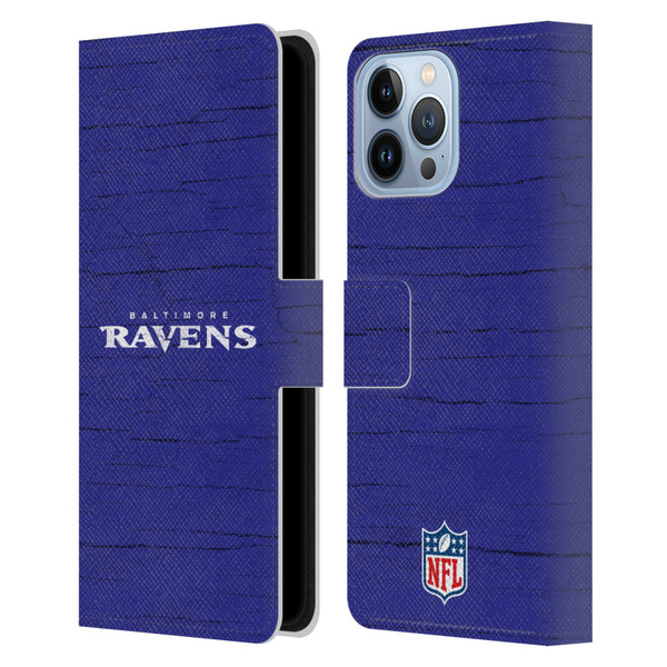NFL Baltimore Ravens Logo Distressed Look Leather Book Wallet Case Cover For Apple iPhone 13 Pro Max