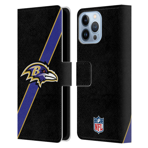 NFL Baltimore Ravens Logo Stripes Leather Book Wallet Case Cover For Apple iPhone 13 Pro Max