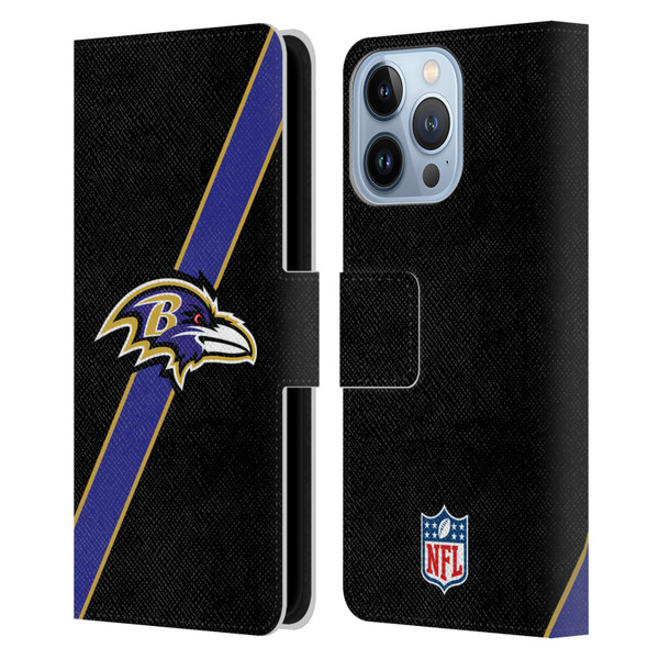 NFL Baltimore Ravens Logo Stripes Leather Book Wallet Case Cover For Apple iPhone 13 Pro