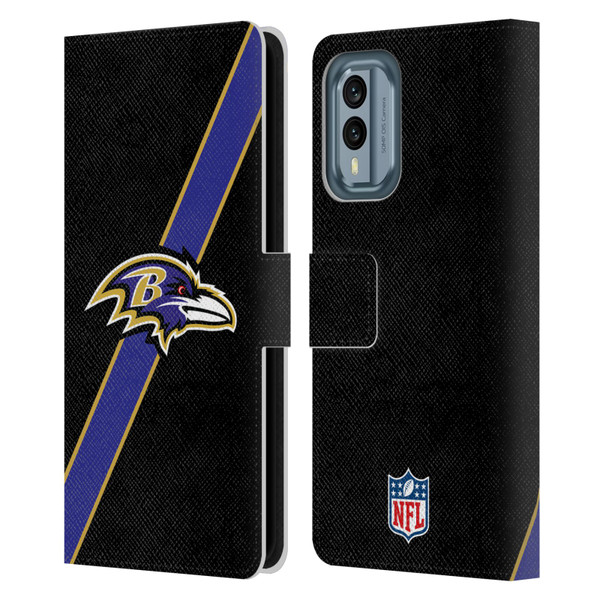 NFL Baltimore Ravens Logo Stripes Leather Book Wallet Case Cover For Nokia X30