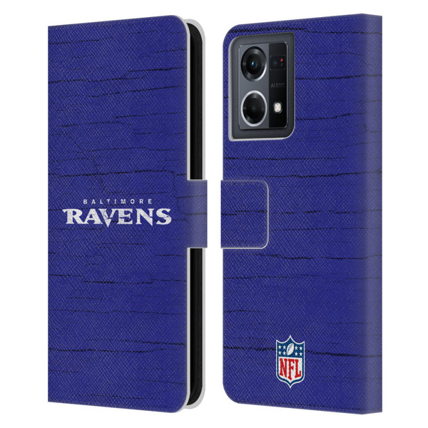 NFL Baltimore Ravens Logo Distressed Look Leather Book Wallet Case Cover For OPPO Reno8 4G