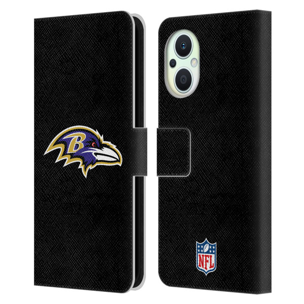 NFL Baltimore Ravens Logo Plain Leather Book Wallet Case Cover For OPPO Reno8 Lite