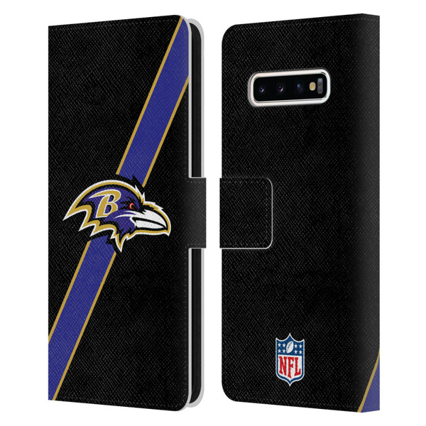 NFL Baltimore Ravens Logo Stripes Leather Book Wallet Case Cover For Samsung Galaxy S10+ / S10 Plus