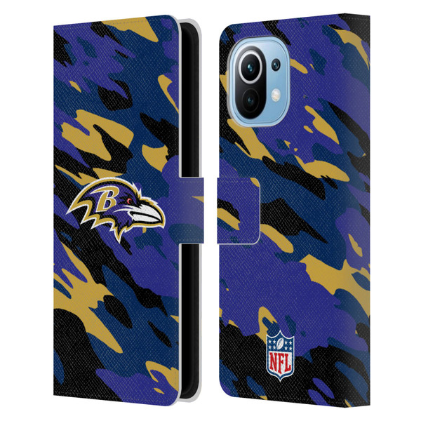 NFL Baltimore Ravens Logo Camou Leather Book Wallet Case Cover For Xiaomi Mi 11