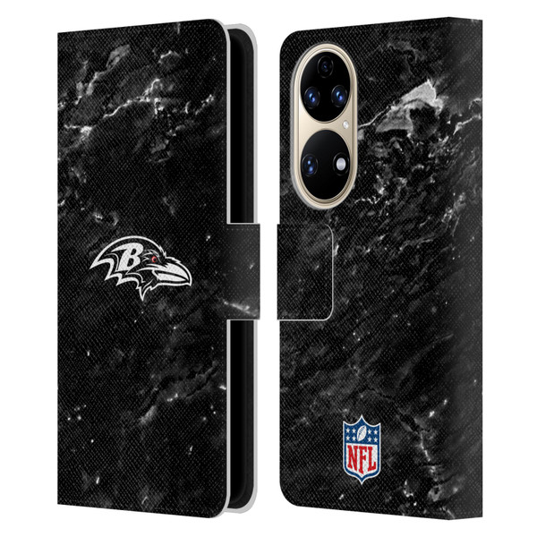 NFL Baltimore Ravens Artwork Marble Leather Book Wallet Case Cover For Huawei P50