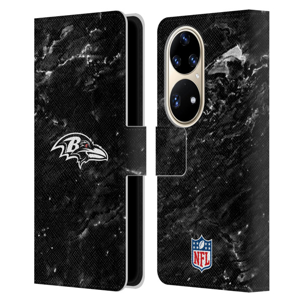 NFL Baltimore Ravens Artwork Marble Leather Book Wallet Case Cover For Huawei P50 Pro