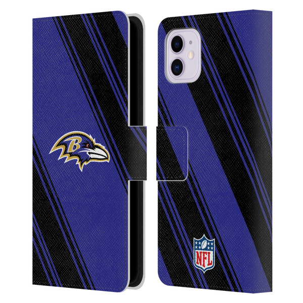 NFL Baltimore Ravens Artwork Stripes Leather Book Wallet Case Cover For Apple iPhone 11