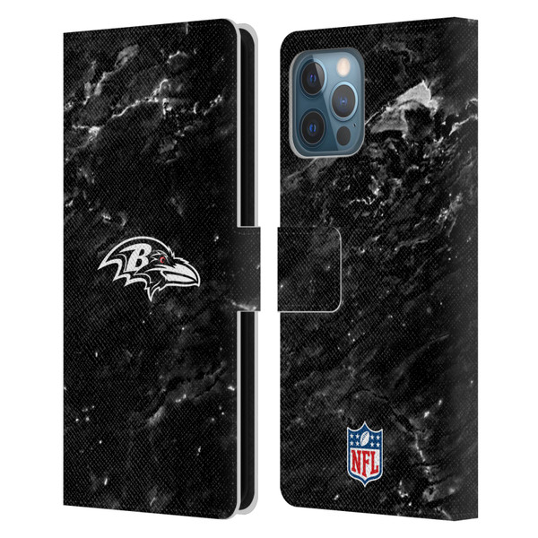 NFL Baltimore Ravens Artwork Marble Leather Book Wallet Case Cover For Apple iPhone 12 Pro Max