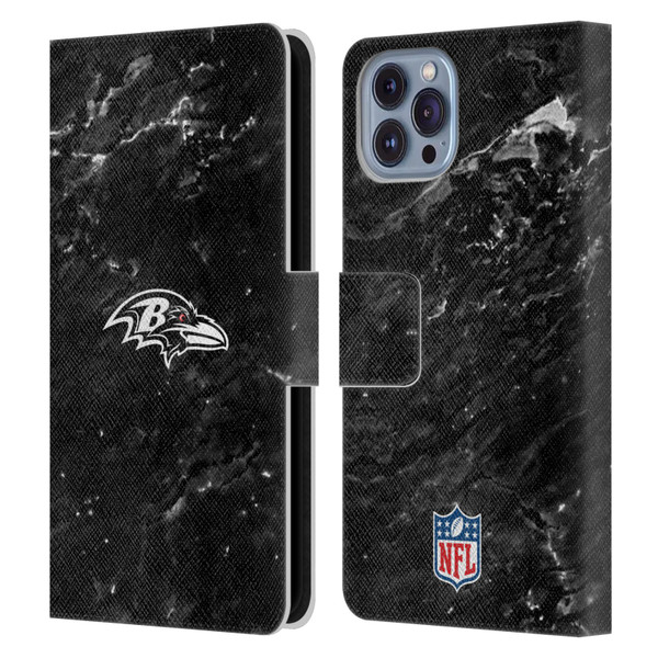 NFL Baltimore Ravens Artwork Marble Leather Book Wallet Case Cover For Apple iPhone 14