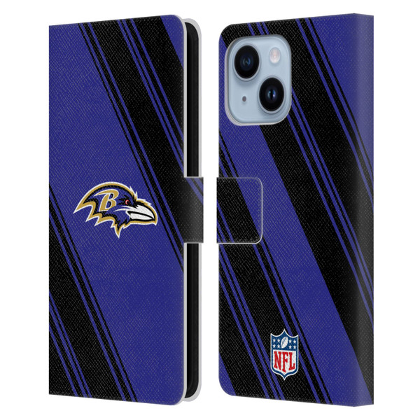 NFL Baltimore Ravens Artwork Stripes Leather Book Wallet Case Cover For Apple iPhone 14 Plus