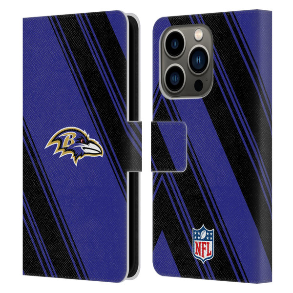 NFL Baltimore Ravens Artwork Stripes Leather Book Wallet Case Cover For Apple iPhone 14 Pro