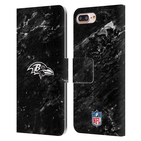 NFL Baltimore Ravens Artwork Marble Leather Book Wallet Case Cover For Apple iPhone 7 Plus / iPhone 8 Plus