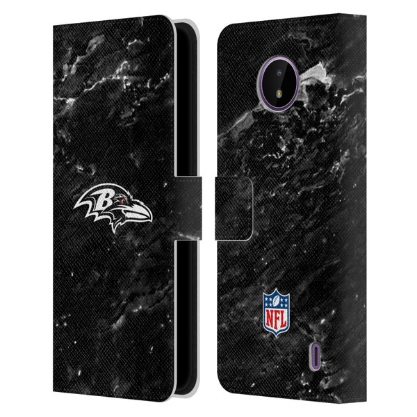 NFL Baltimore Ravens Artwork Marble Leather Book Wallet Case Cover For Nokia C10 / C20