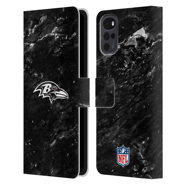 NFL Baltimore Ravens Artwork Marble Leather Book Wallet Case Cover For Motorola Moto G22