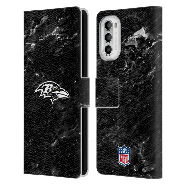 NFL Baltimore Ravens Artwork Marble Leather Book Wallet Case Cover For Motorola Moto G52