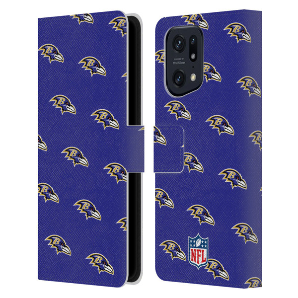 NFL Baltimore Ravens Artwork Patterns Leather Book Wallet Case Cover For OPPO Find X5 Pro