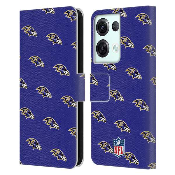 NFL Baltimore Ravens Artwork Patterns Leather Book Wallet Case Cover For OPPO Reno8 Pro