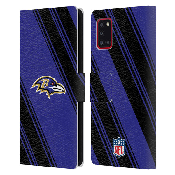 NFL Baltimore Ravens Artwork Stripes Leather Book Wallet Case Cover For Samsung Galaxy A31 (2020)