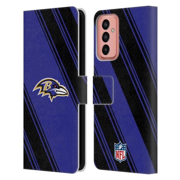 NFL Baltimore Ravens Artwork Stripes Leather Book Wallet Case Cover For Samsung Galaxy M13 (2022)