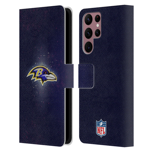 NFL Baltimore Ravens Artwork LED Leather Book Wallet Case Cover For Samsung Galaxy S22 Ultra 5G
