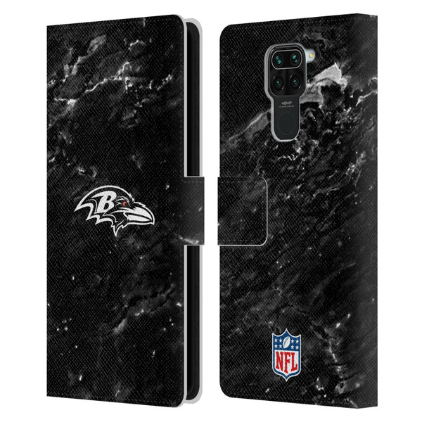 NFL Baltimore Ravens Artwork Marble Leather Book Wallet Case Cover For Xiaomi Redmi Note 9 / Redmi 10X 4G